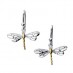 Dragonfly Drop Earrings with Gold Plating Detail